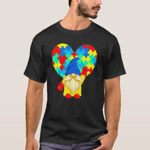 Autismus-Gnom-Herz-Puzzleteile Autismus-Bewusstsei T-Shirt