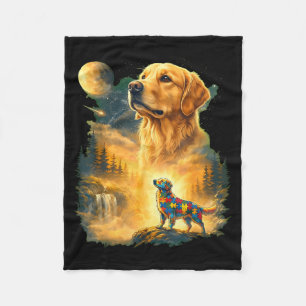 Autismus Golden Retriever heult zum Mond 90er  Fleecedecke