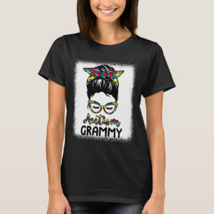 Autismus Grammy Messy Bun gebleicht Autismus Bewus T-Shirt