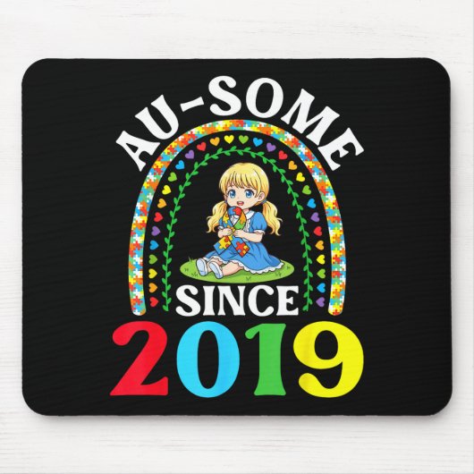 Autismus Großartig Ausome Seit 2019 Bewusstsein 7. Mousepad (Vorne)