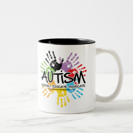 Autismus Handprint Zweifarbige Tasse (Rechts)