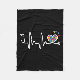 Autismus Heartbeat Stethoscope Nurse Awareness Scr Fleecedecke