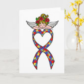 Autismus Herz Ribbon Angel Karte (Gelbe Blume)