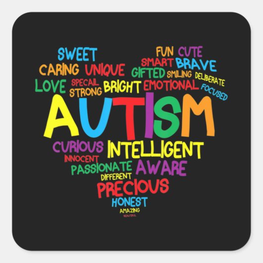 Autismus Herzautismus Aufklärung stolz Autismus Ma Quadratischer Aufkleber (Vorderseite)