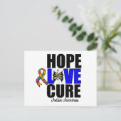 Autismus Hope Liebe Cure (v.1) Postkarte (Stehend Vorderseite)