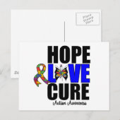 Autismus Hope Liebe Cure (v.1) Postkarte (Vorne/Hinten)