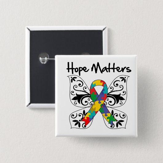 Autismus Hope Matters Button (Vorne & Hinten)