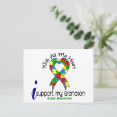 Autismus ich unterstütze meinen Großvater Postkarte (Stehend Vorderseite)