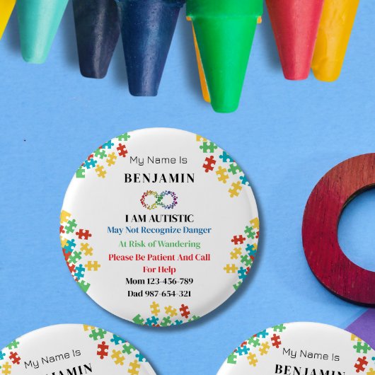Autismus-ID Kind oder Erwachsener Button