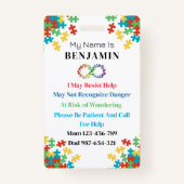 Autismus-ID Kind oder Erwachsener Medizinisches Wa Ausweis (Rückseite)