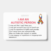 Autismus Identifikations-Umbau Ausweis (Rückseite)