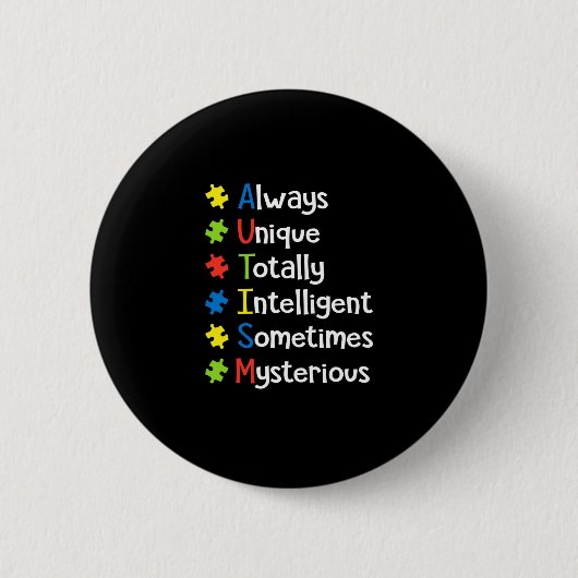 Autismus immer einzigartig, manchmal völlig intell button (Vorderseite)