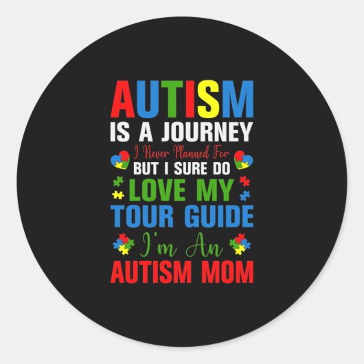 Autismus ist eine Reise, für die ich nie eine Reis Runder Aufkleber (Vorderseite)