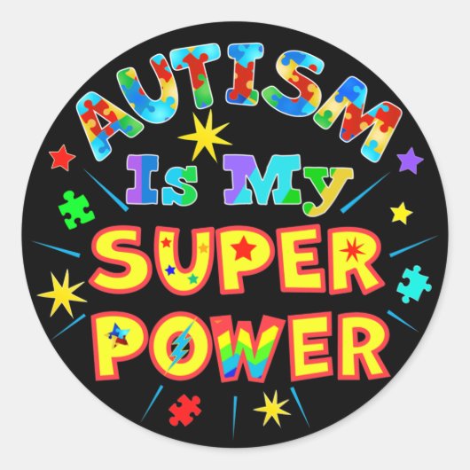 Autismus ist mein Super-Power Runder Aufkleber (Vorderseite)