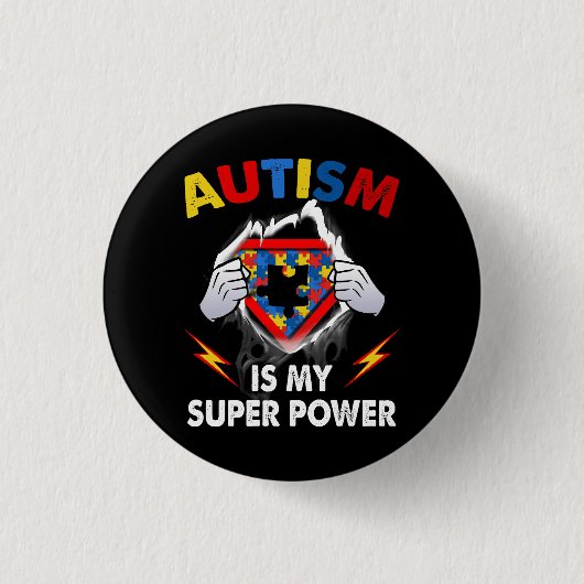 Autismus ist mein Super-Power Superhero Puzzle Aut Button (Vorderseite)