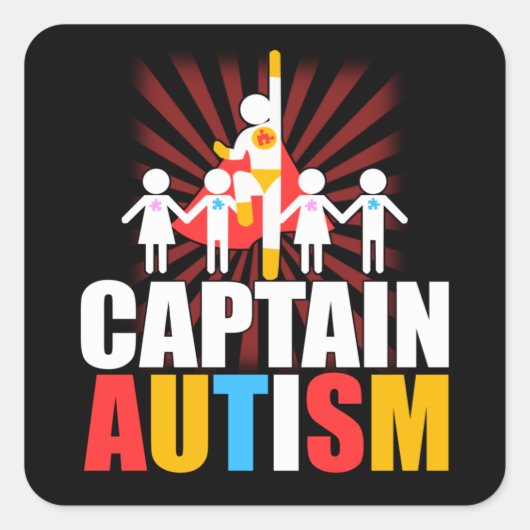 Autismus ist mein Superheld-Superheld-Bewusstsein Quadratischer Aufkleber (Vorderseite)