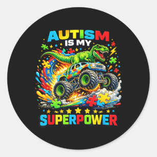 Autismus ist meine Superkraft Dino T Rex Monstertr Runder Aufkleber