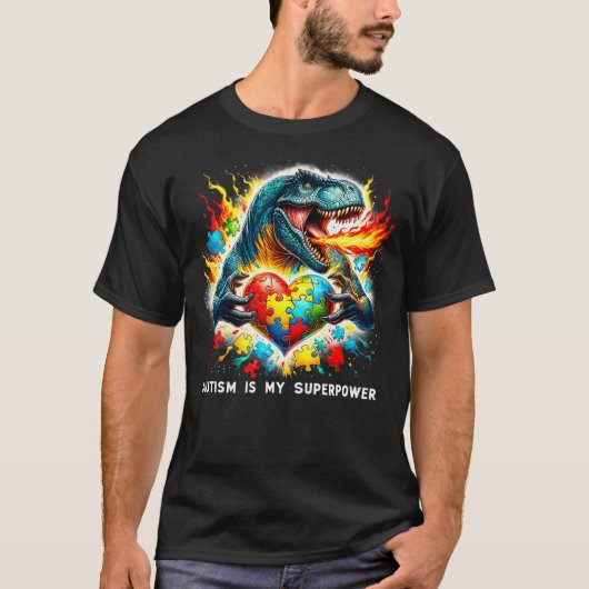 Autismus Ist Meine Superkraft Puzzle Dinosaurier A T-Shirt (Vorderseite)