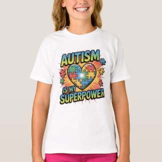 Autismus ist meine Supermacht - farbenfrohe Puzzle T-Shirt