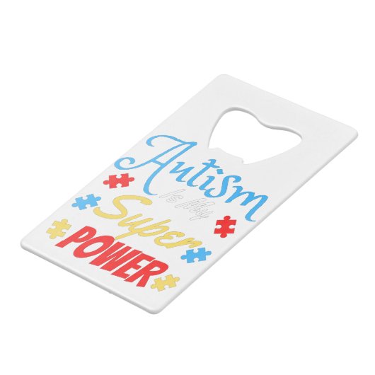 Autismus ist meine Supermacht Geldbeutel Flaschenöffner (Rückseite Schrägansicht)