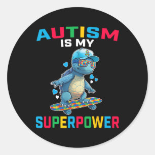 Autismus ist meine Superpower Dino Puzzle Awarenes Runder Aufkleber