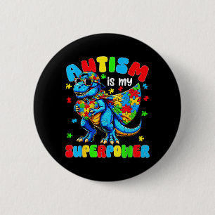 Autismus ist Superwer Dinosaurier Puzzle Autistisc Button