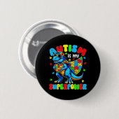 Autismus ist Superwer Dinosaurier Puzzle Autistisc Button (Vorne & Hinten)