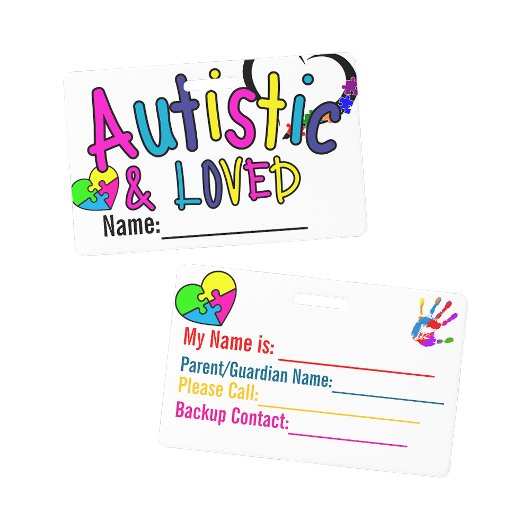 Autismus-Karten-ID-Warnname-Ausweis Ausweis