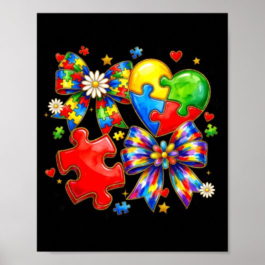 Autismus Kokette Bogen Puzzle Collage Autismus Bew Poster (Vorne)