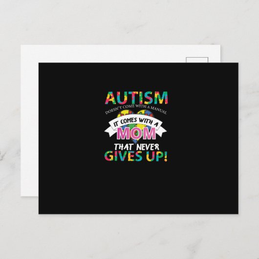 Autismus kommt nicht mit einem Handbuch, sondern m Ankündigungspostkarte (Vorne/Hinten)