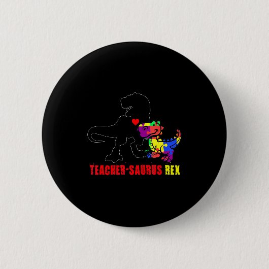 Autismus-Lehrer Dinosaurier LehrerSaurus Rex Tier Button (Vorderseite)