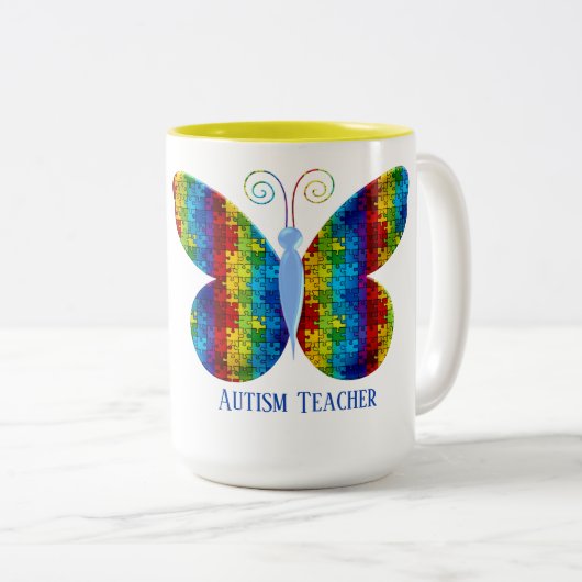 Autismus Lehrer Geschenk Tasse 15 oz Tasse (VorderseiteRechts)