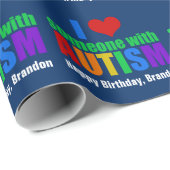 Autismus Liebe Niedlich Blue Personalisiert Geburt Geschenkpapier (Rolleneckpunkt)
