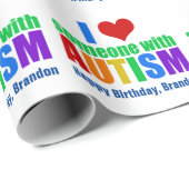 Autismus Liebe Regenbogen Personalisiert Geburtsta Geschenkpapier (Rolleneckpunkt)