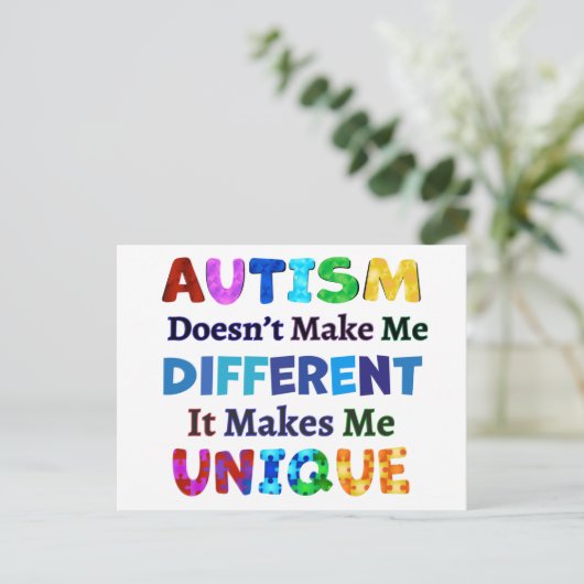 AUTISMUS macht mich einzigartig Postkarte (Stehend Vorderseite)