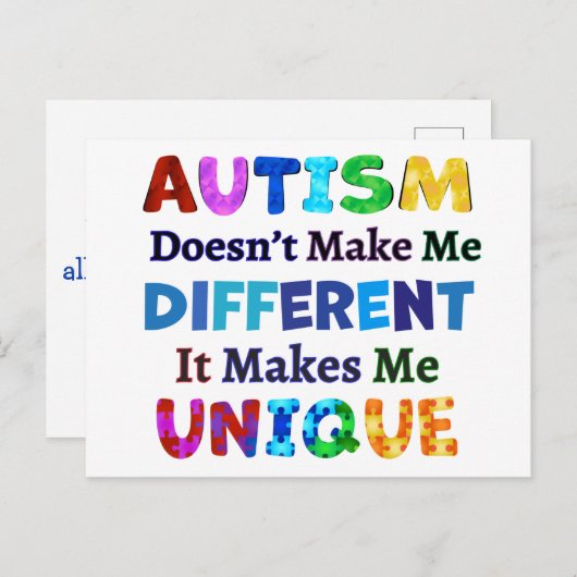 AUTISMUS macht mich einzigartig Postkarte (Vorne/Hinten)