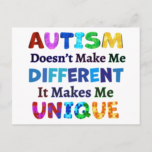 AUTISMUS macht mich einzigartig Postkarte (Vorderseite)