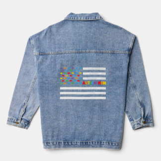 Autismus Mama Amerikanische Flagge Welt Autismus B Jeansjacke