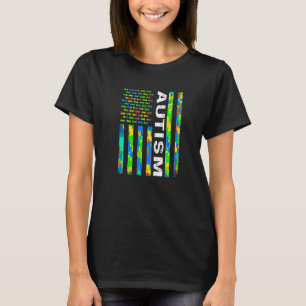 Autismus Mama Bewusstsein Kinder Puzzle Flag USA f T-Shirt