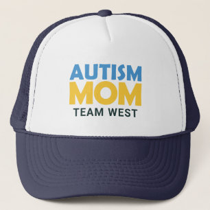 Autismus-Mama Blau Gelb Personalisierter Teamname Truckerkappe