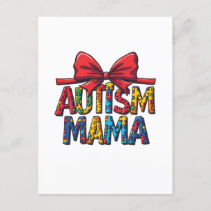 Autismus Mama Bow Coquette Mama Autismus Bewusstse Feiertagspostkarte