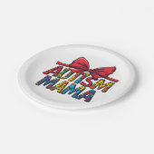 Autismus Mama Bow Coquette Mama Autismus Bewusstse Pappteller (Schrägansicht)