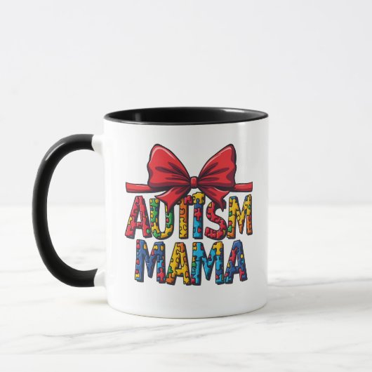 Autismus Mama Bow Coquette Mama Autismus Bewusstse Tasse (Links)