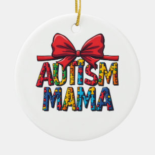 Autismus Mama Bow Coquette Mutter Autismus-Bewusst Keramik Ornament