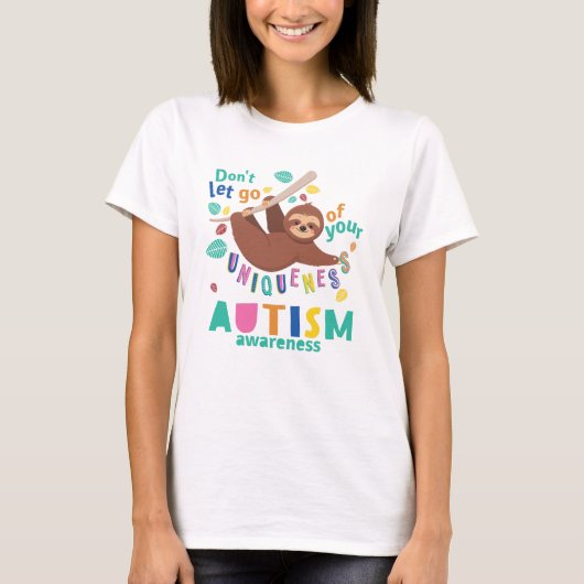 Autismus Mama Einzigartigkeit Sloth Boho T-Shirt (Vorderseite)