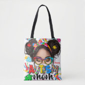 Autismus-Mama" Farbenfrohe, bedingungslose Liebe T Tasche (Vorderseite)