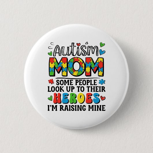 Autismus Mama Hero Groovy Autismus Bewusstsein Button (Vorderseite)