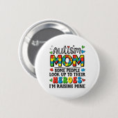 Autismus Mama Hero Groovy Autismus Bewusstsein Button (Vorne & Hinten)