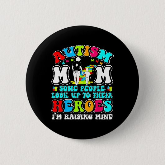 Autismus Mama Hero Mutter Sohn Autismus Auszeichnu Button (Vorderseite)