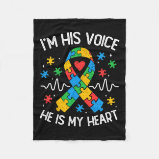 Autismus Mama Ich bin seine Stimme, er ist mein He Fleecedecke